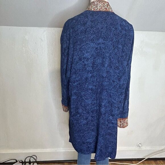 Carole Little Paisley Tapestry Vibrant Blue Kimono with Beading - Picture 5 of 12